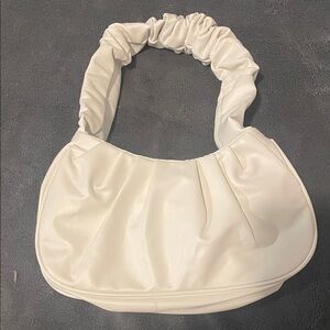 Elegant White Ruched Handle Bag